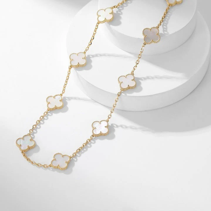 Regalia jewelryCLOVERS THE 10-MOTIFS WHITE MOTHER OF PEARL NECKLACE