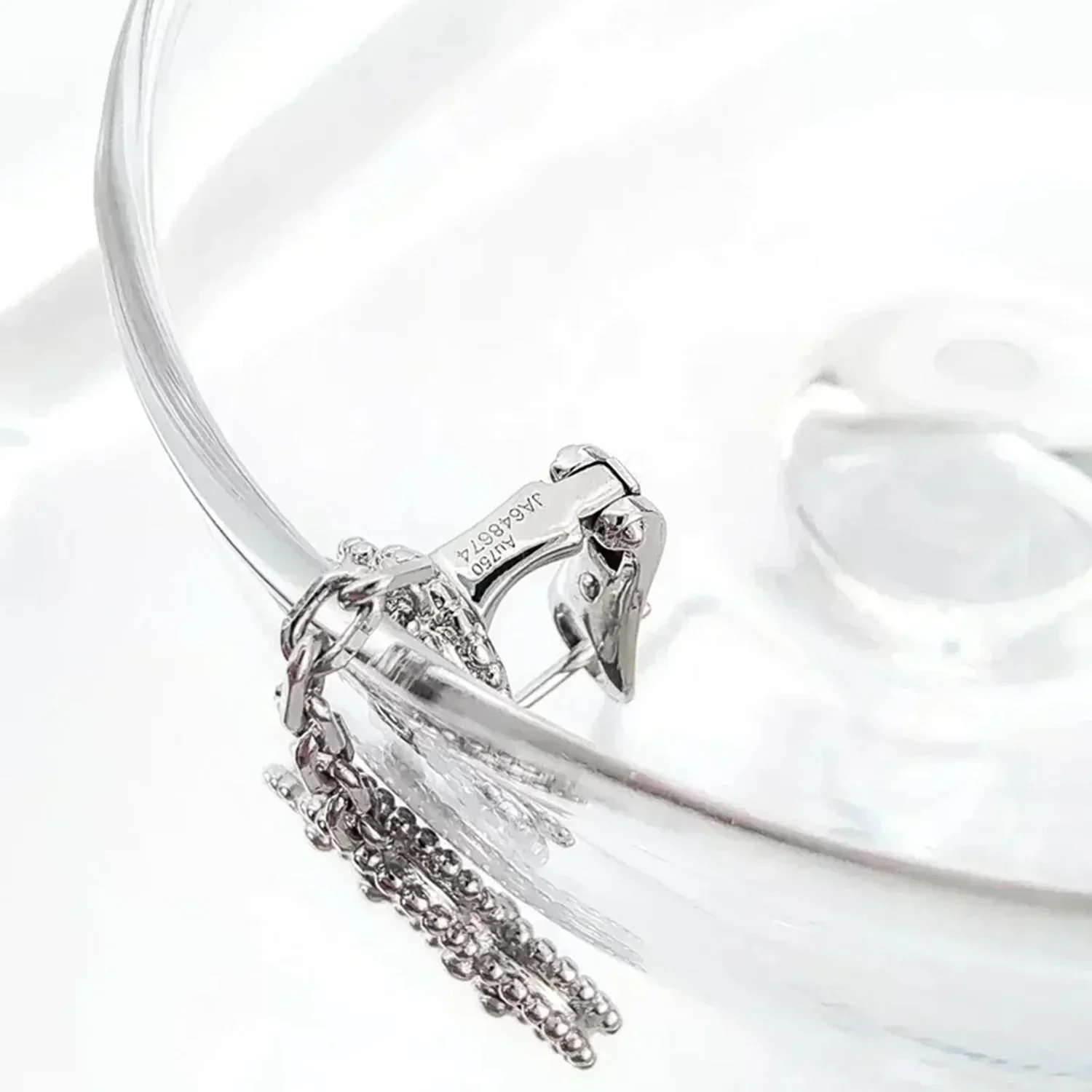 Regalia jewelryCLOVER 2 MOTIFS  DIAMOND ONYX EARRINGS SILVER