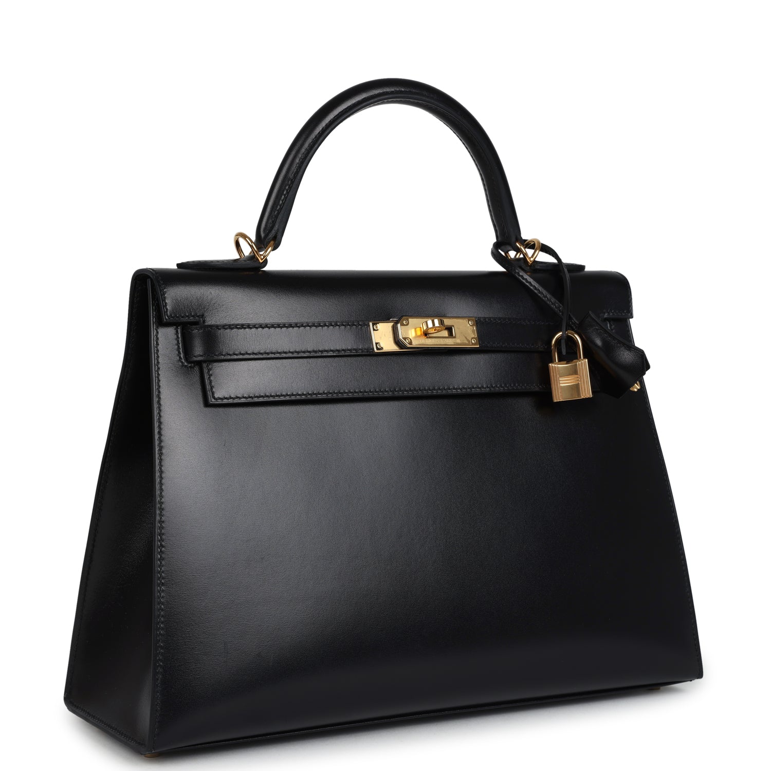 Hermès Kelly Sellier 32 Black Box Gold Hardware