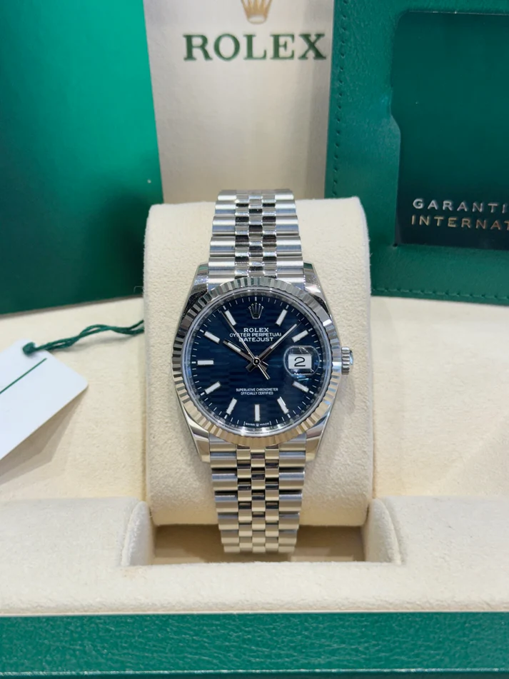 【Super Clone】ROLEX  Datejust 36mm 126234 Blue Fluted Motif Dial Jubilee Bracelet