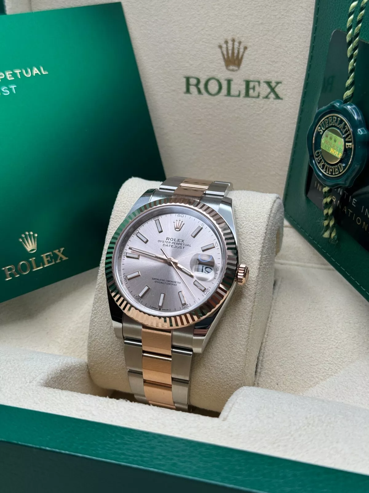 【Super Clone】ROLEX Datejust 41mm 126331 Sundust Index Oyster Steel and Everose Gold Watch