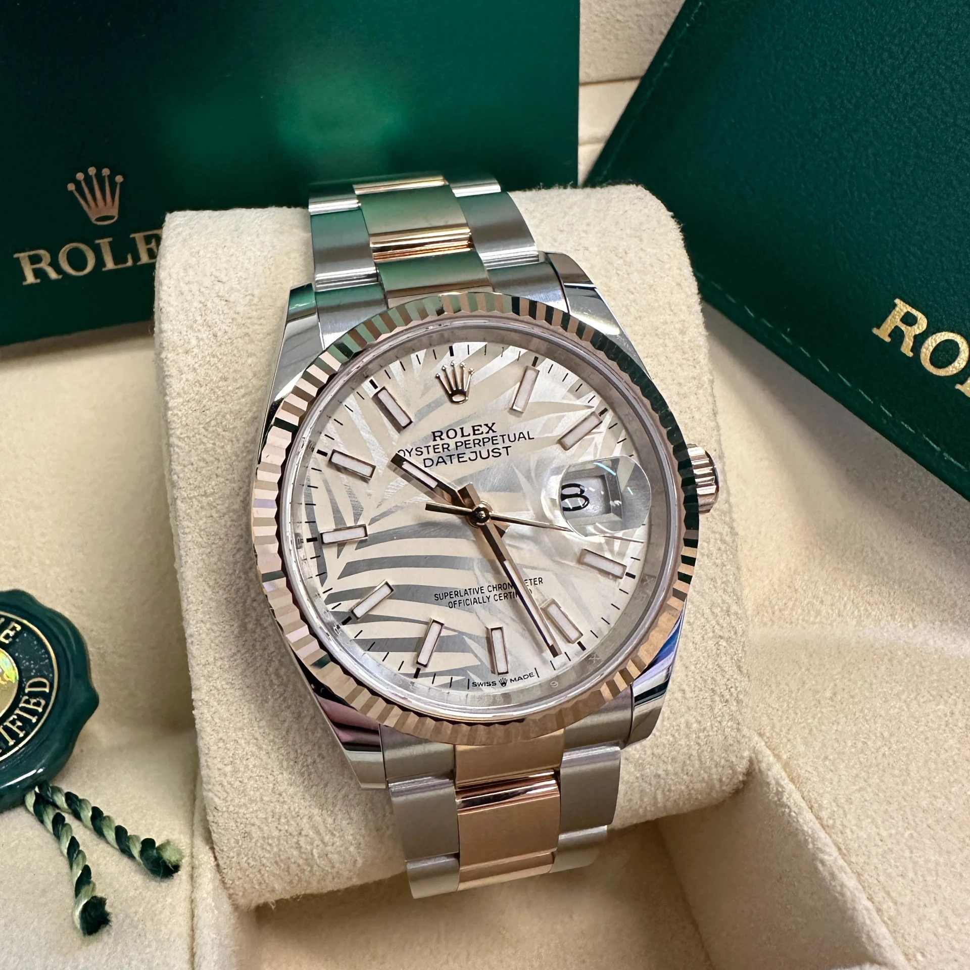 【Super Clone】ROLEX  Datejust 36mm 126231 Silver Palm Motif Dial Oyster Bracelet