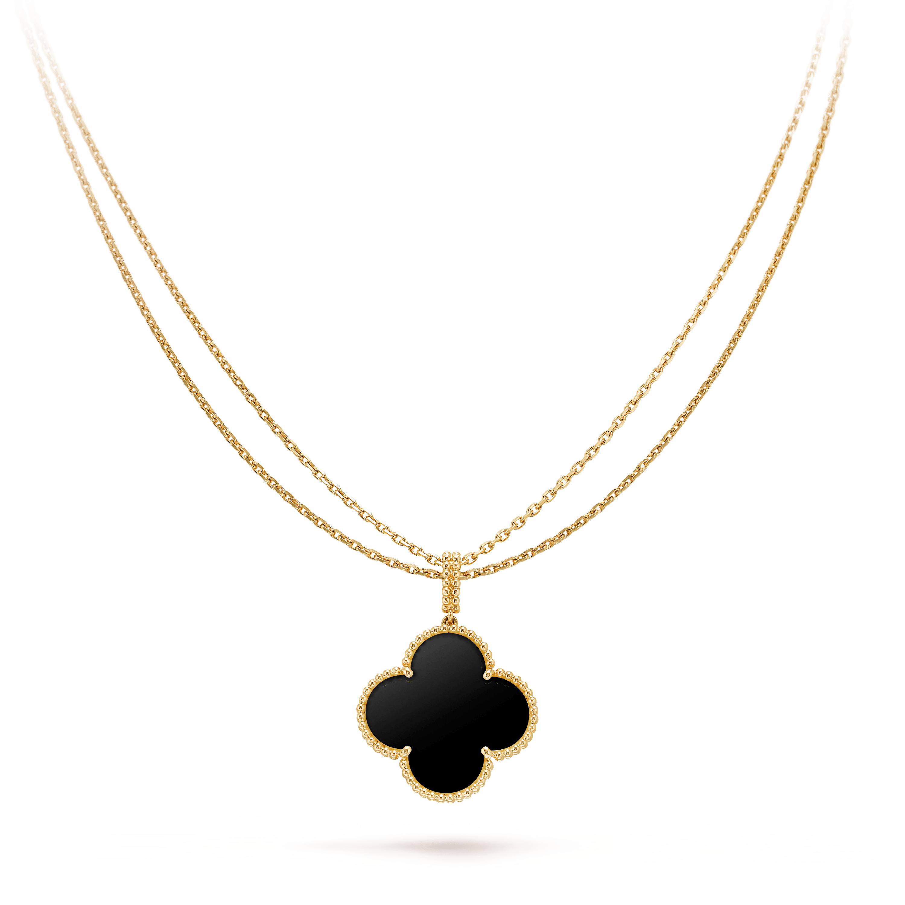 Regalia jewelryCLOVER 25MM GOLD ONYX BIG CLOVER NECKLACE