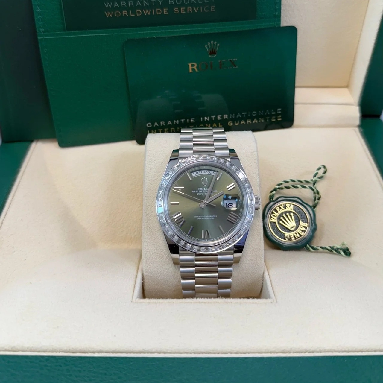 【Super Clone】ROLEX Day-Date 40mm 228396TBR-0020 Green Roman Dial