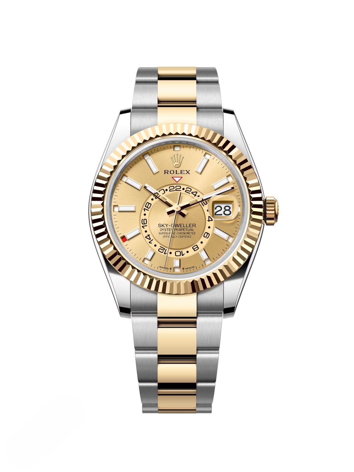 【Super Clone】ROLEX Sky-Dweller 42mm 336933-0001/0002 Two-Tone Yellow Gold Champagne Dial Oyster