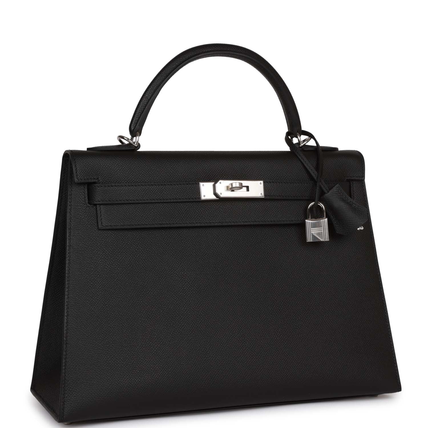 Hermès Kelly Sellier 32 Black Epsom Palladium Hardware