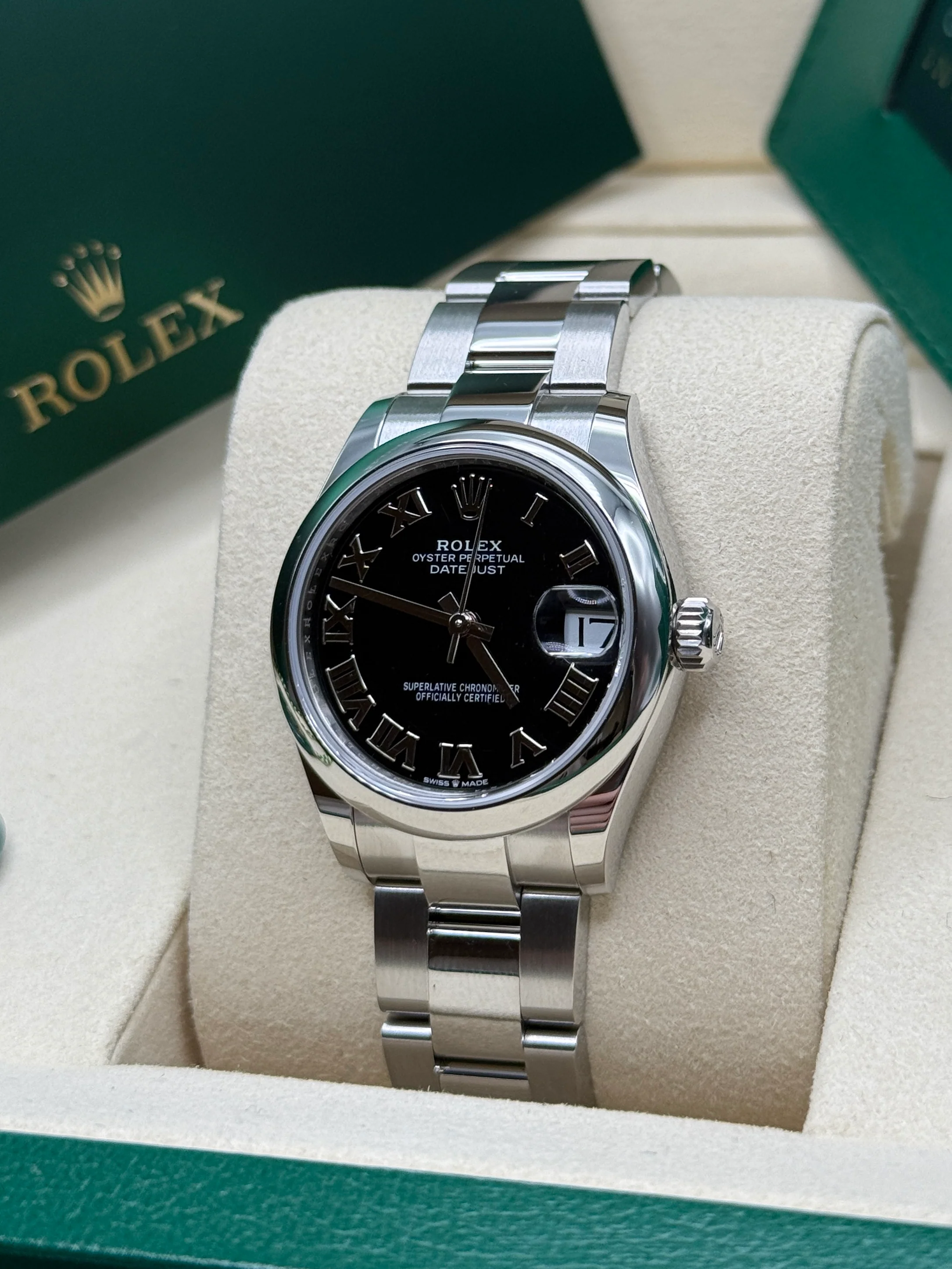 【Super Clone】ROLEX Datejust m278240-0001/0002 31mm Black Roman Domed Bezel Oyster Oystersteel