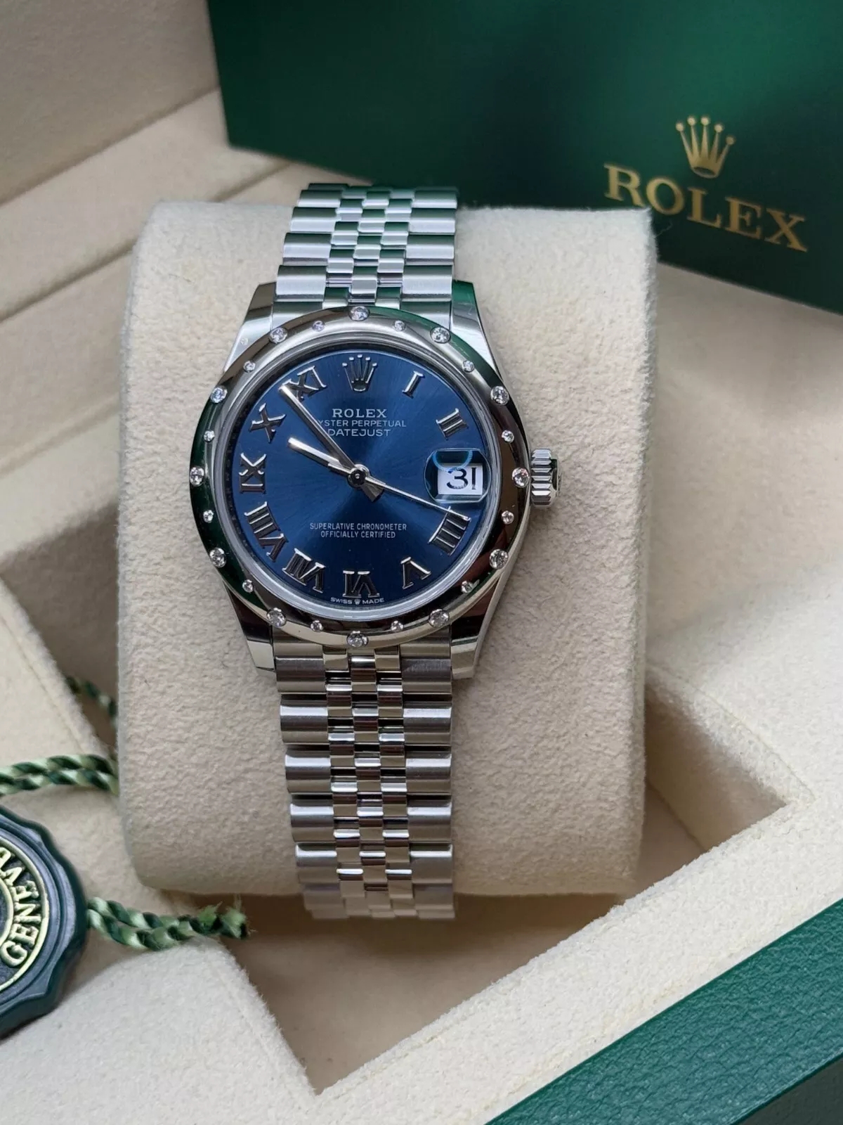 【Super Clone】ROLEX Datejust m278344-0035/0036 Bright Blue Dial 31mm Domed Diamond Oyster Watch