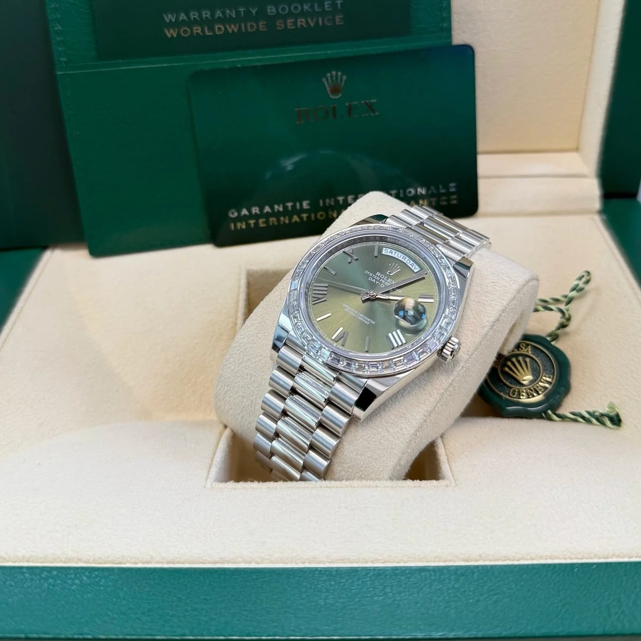 【Super Clone】ROLEX Day-Date 40mm 228396TBR-0020 Green Roman Dial