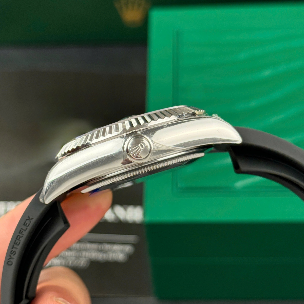 【Super Clone】ROLEX  Sky-Dweller 42mm White Gold Black Dial Oysterflex - 336239