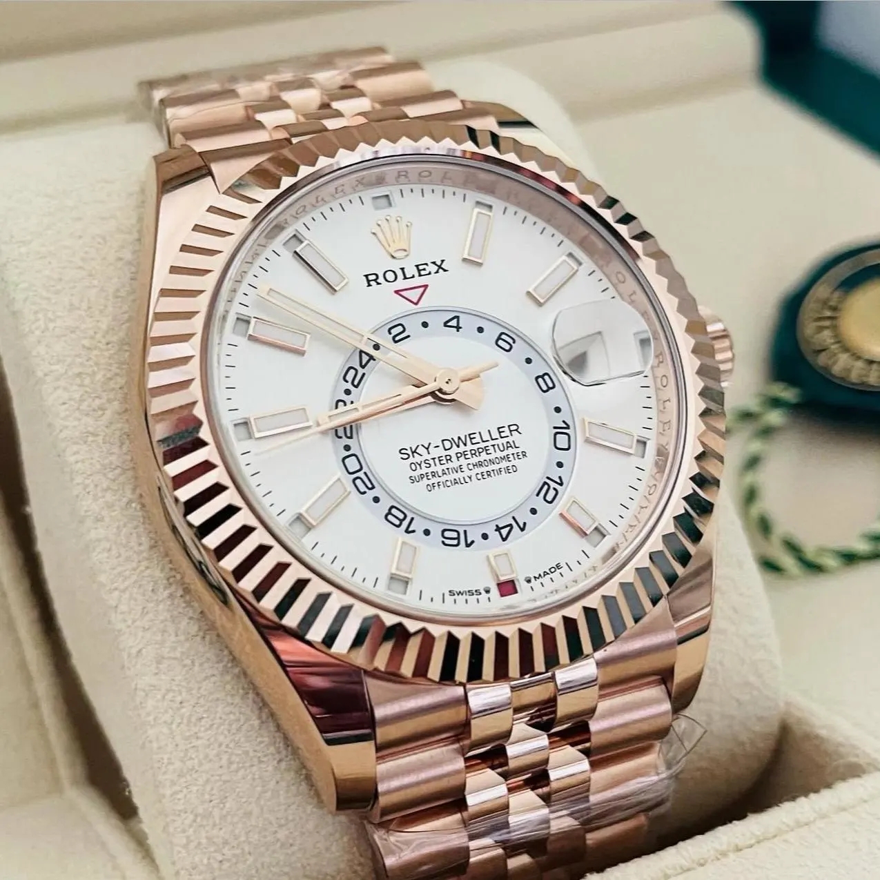 【Super Clone】ROLEX  Sky-Dweller 42mm 336935-0003/0007 Rose Gold White Dial Oyster