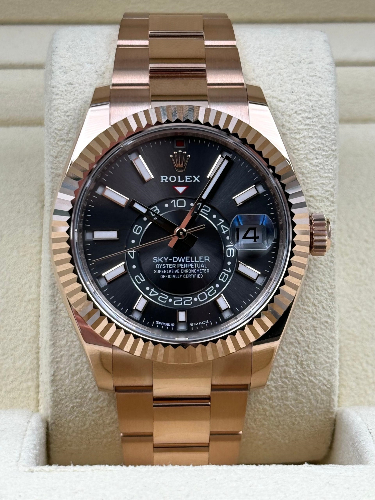 【Super Clone】ROLEX  Sky-Dweller 42mm 336935-0002/0006 Rose Gold Chocolate Dial Jubilee