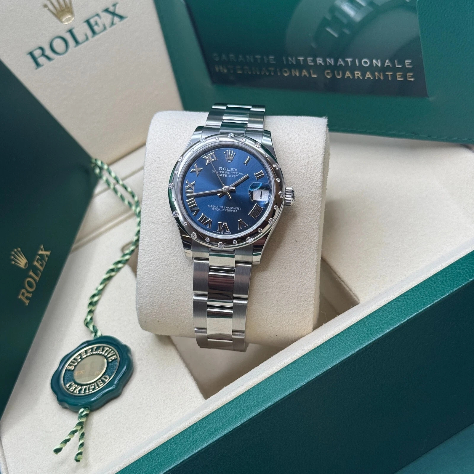 【Super Clone】ROLEX Datejust m278344-0035/0036 Bright Blue Dial 31mm Domed Diamond Oyster Watch