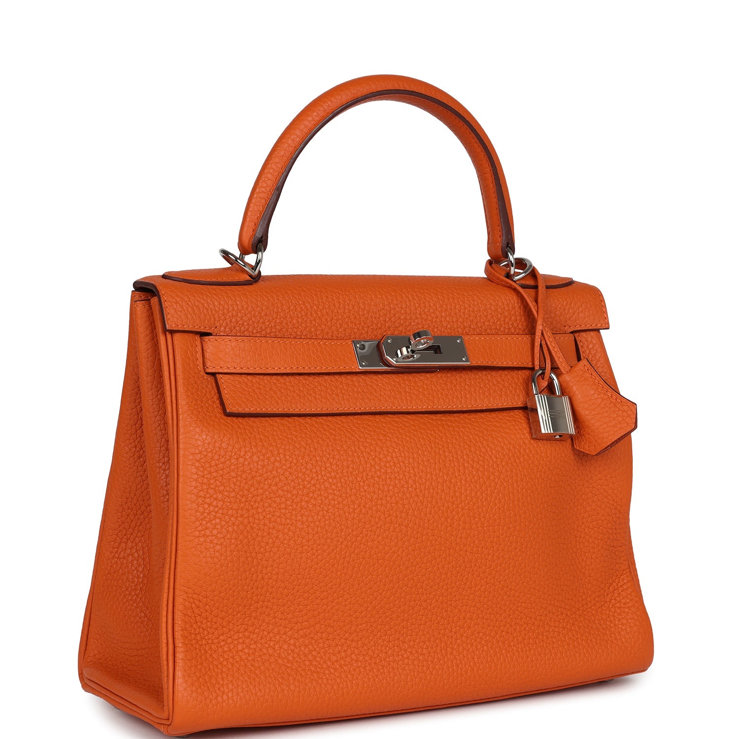Hermès Special Order (HSS) Kelly Retourne 28 Orange Togo Palladium Hardware