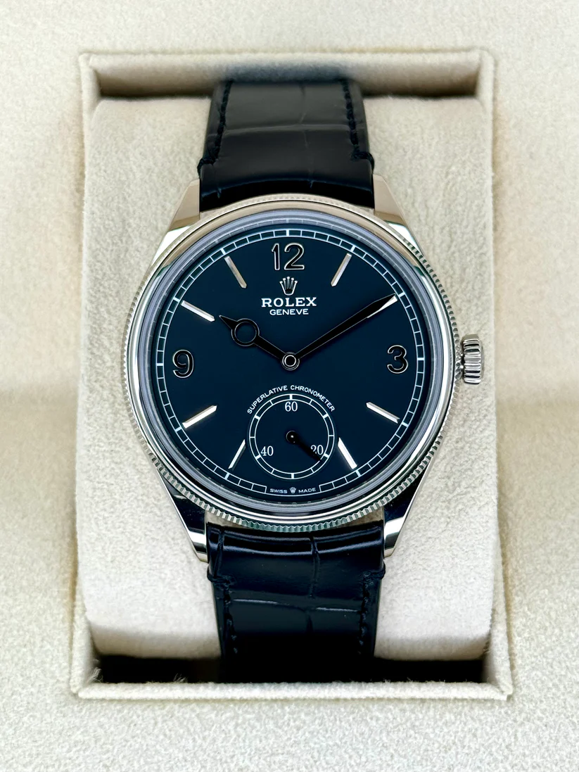 【Super Clone】ROLEX 1908 White Gold Black Dial Black Alligator Strap - 52509-0002