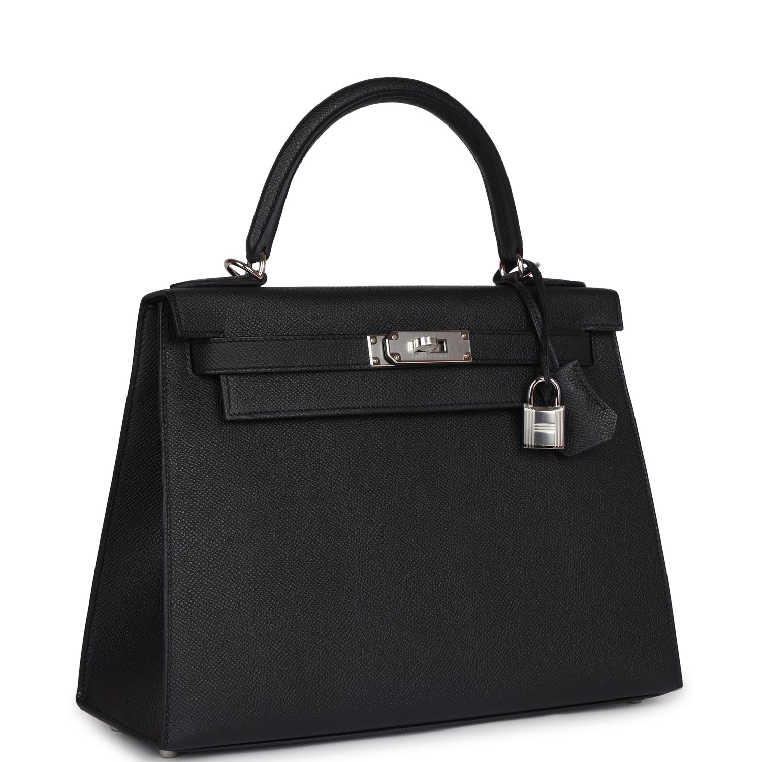 Hermès Kelly Sellier 28 Black Epsom Palladium Hardware