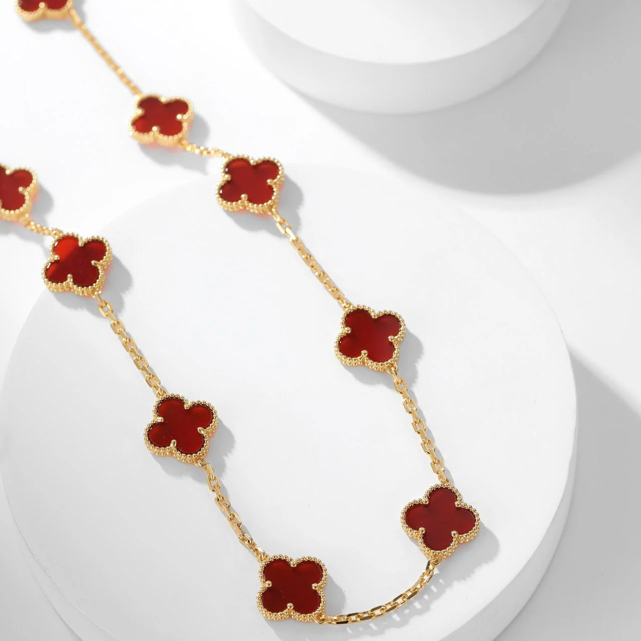 Regalia jewelryCLOVERS THE  10-MOTIFS CARNELIAN NECKLACE