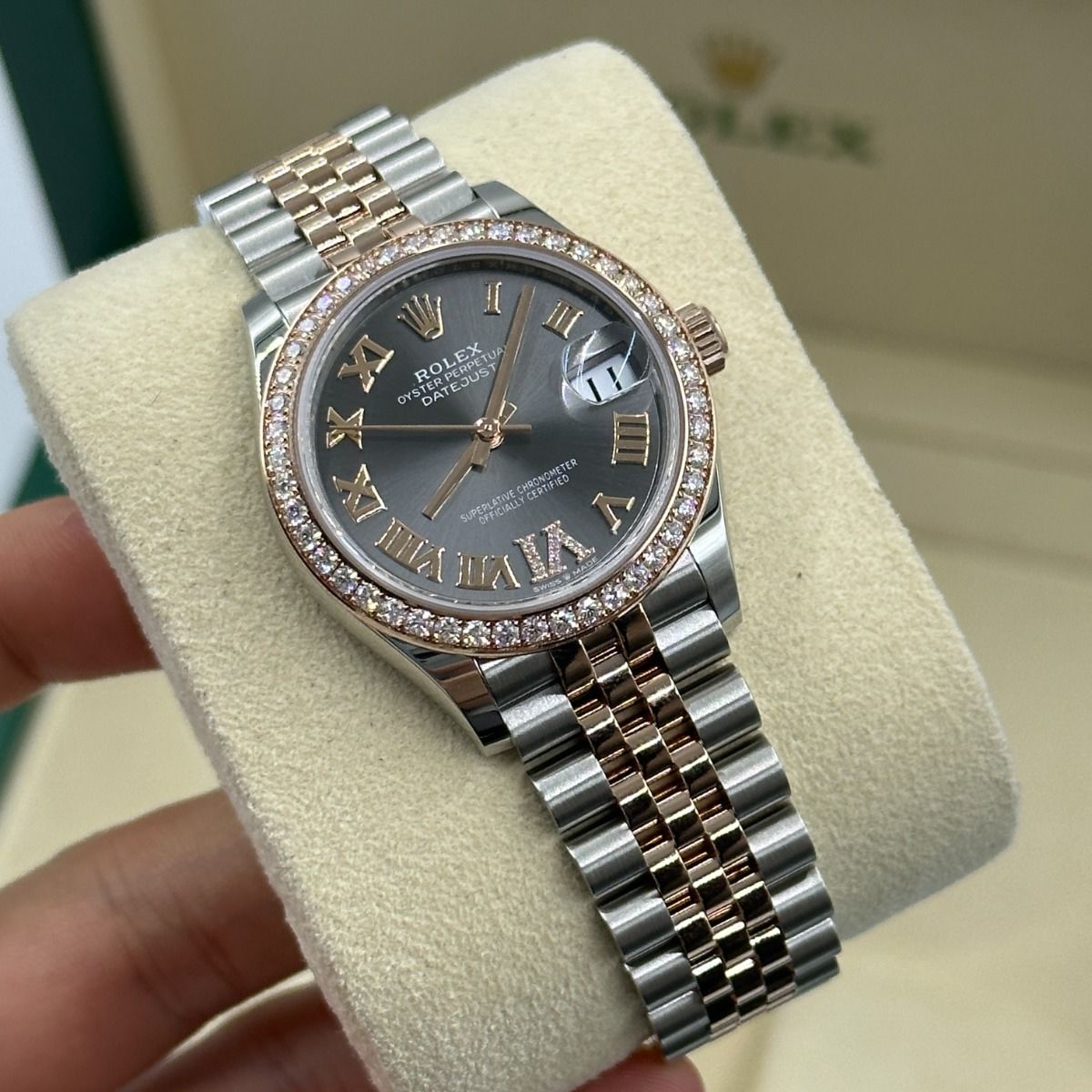 【Super Clone】ROLEX Datejust m278381-0029/0030 Slate Roman Diamond Dial Diamond-Set Bezel 31mm
