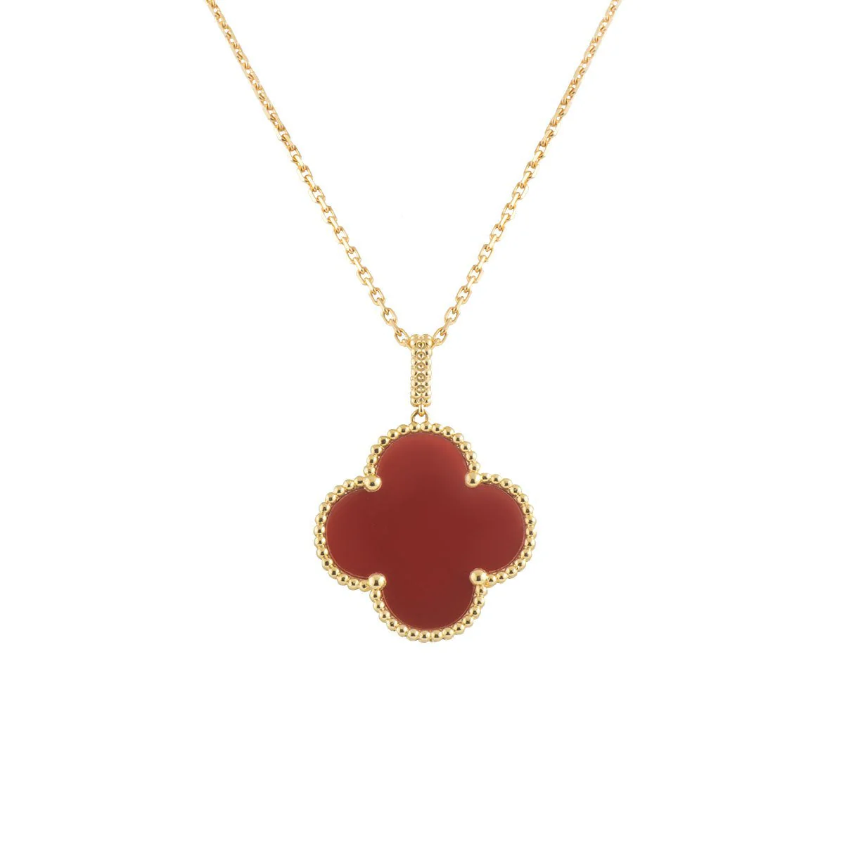Regalia jewelryCLOVER 25MM NECKLACE GOLD CARNELIAN