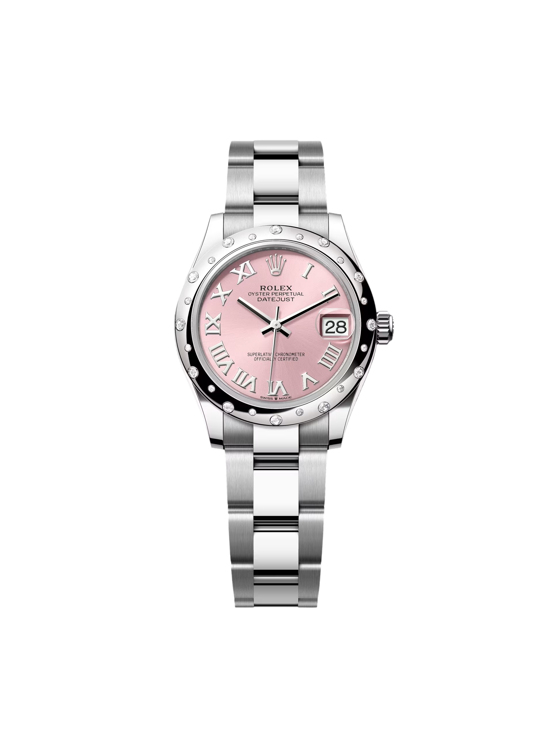 【Super Clone】ROLEX Datejust m278344-0021/0022 Pink Dial 31mm Domed Diamond Oyster Watch