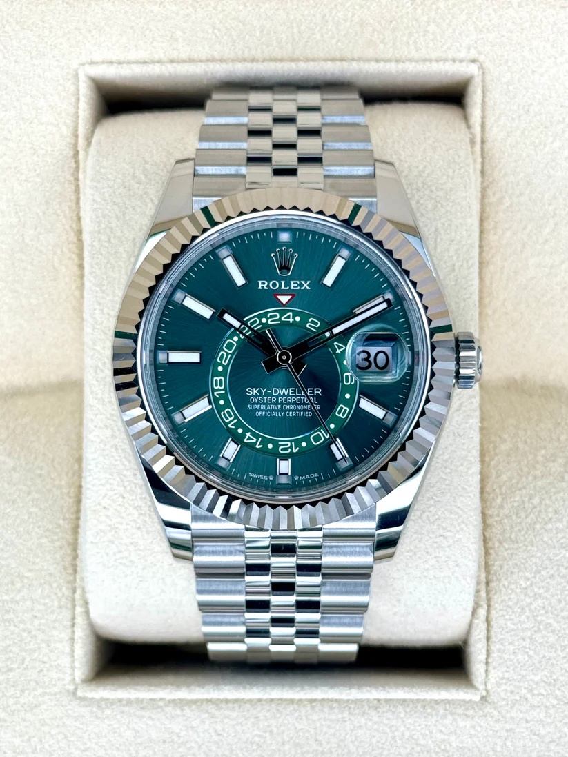 【Super Clone】ROLEX  Sky-Dweller 42mm 336934-0001/0002 Stainless Steel Green Dial Oyster