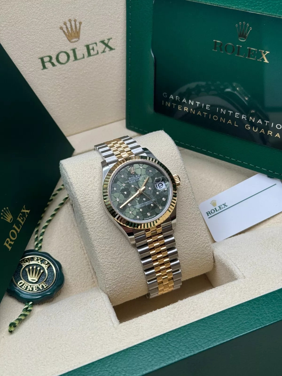 【Super Clone】ROLEX Datejust m278273-0031/0032 31mm Olive Green Floral Motif Dial Stainless Steel and Yellow Gold Oyster Watch