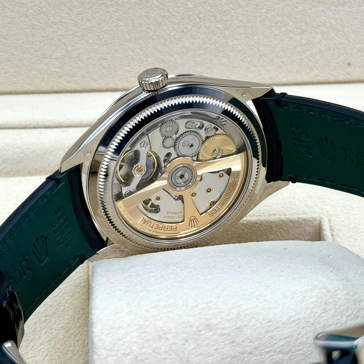 【Super Clone】ROLEX 1908 Platinum Ice Blue Dial Black Alligator Strap - 52506-0003