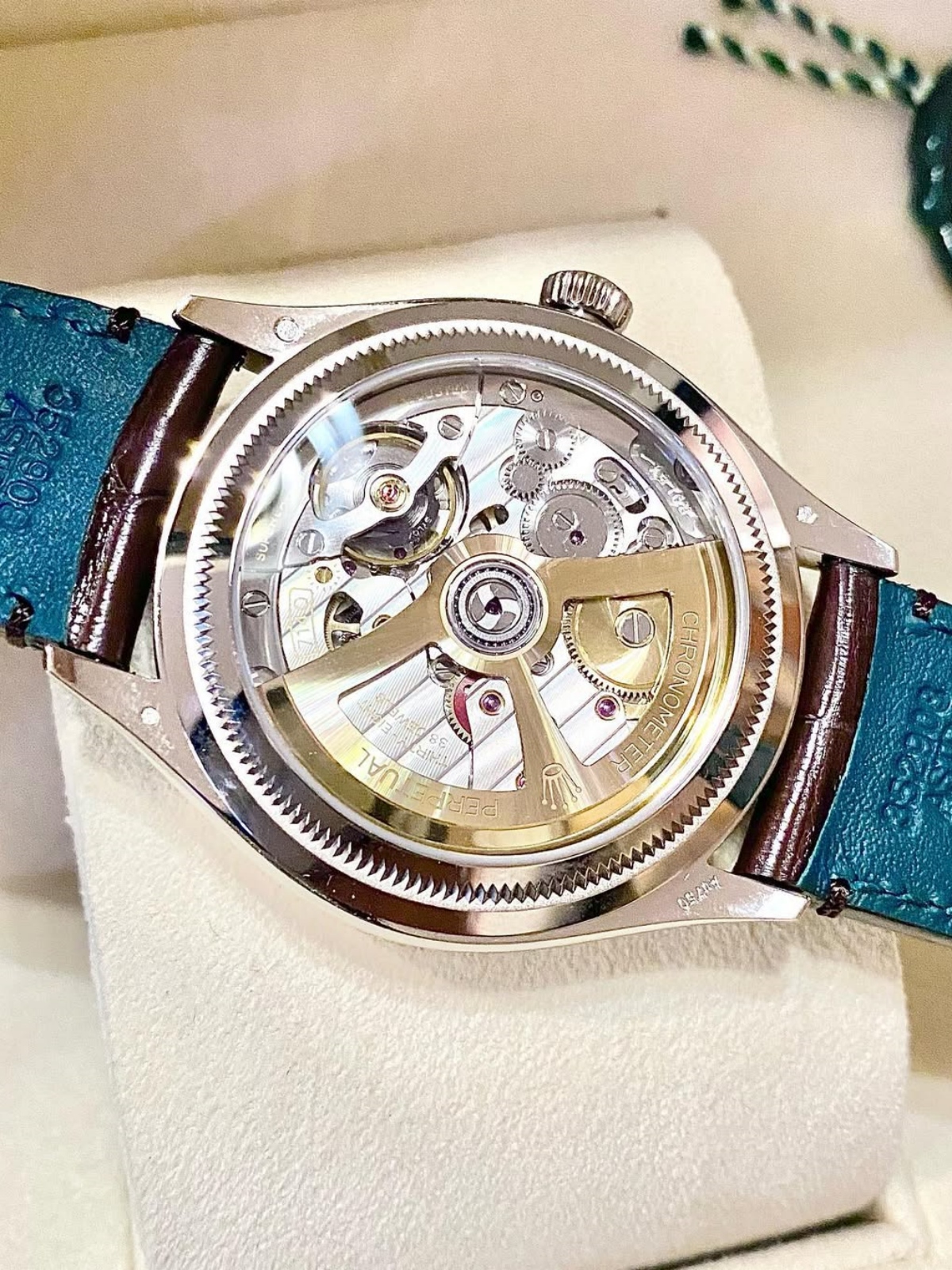 【Super Clone】ROLEX 1908 White Gold White Dial Brown Alligator Strap - 52509-0006