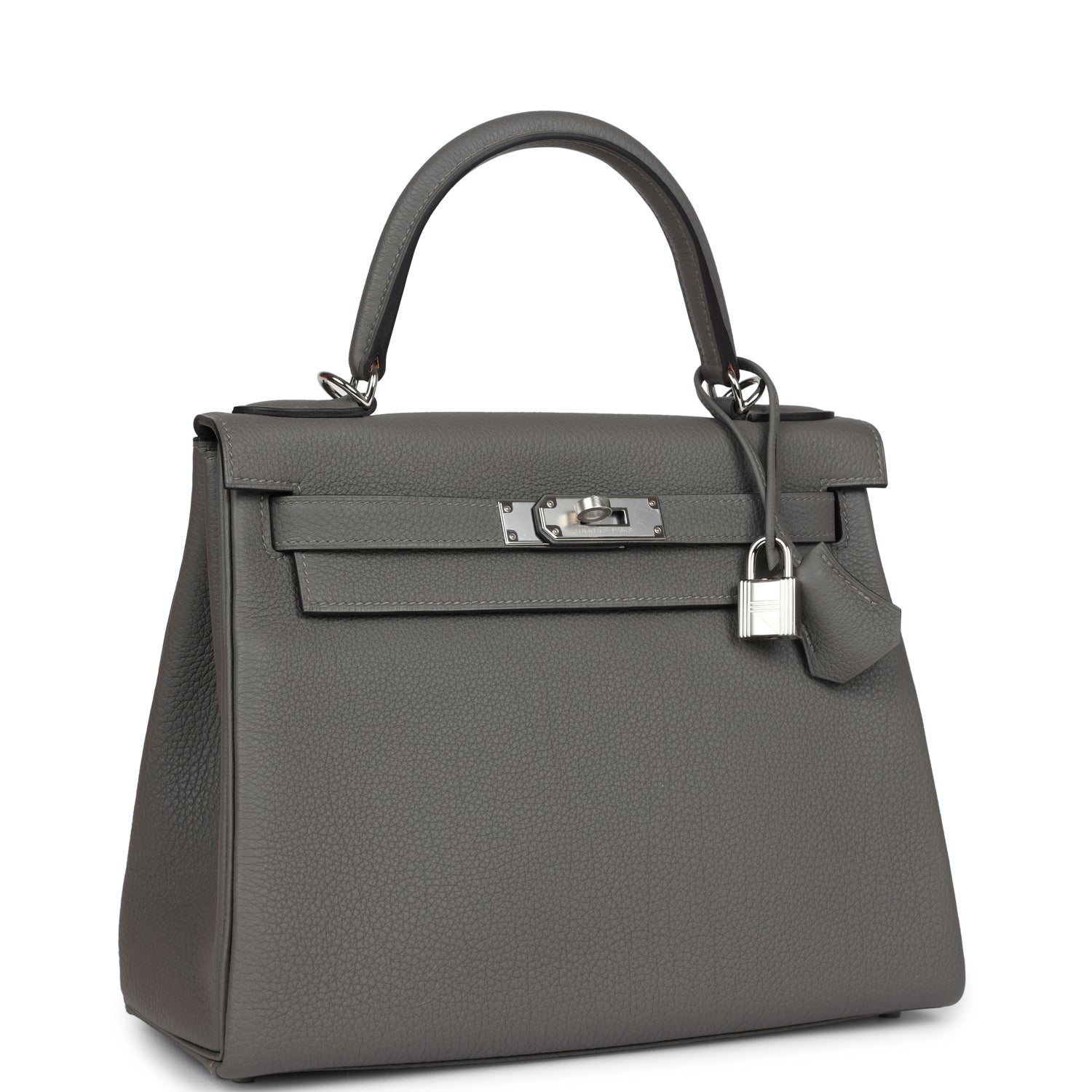 Hermès Kelly Retourne 28 Gris Meyer Togo Palladium Hardware