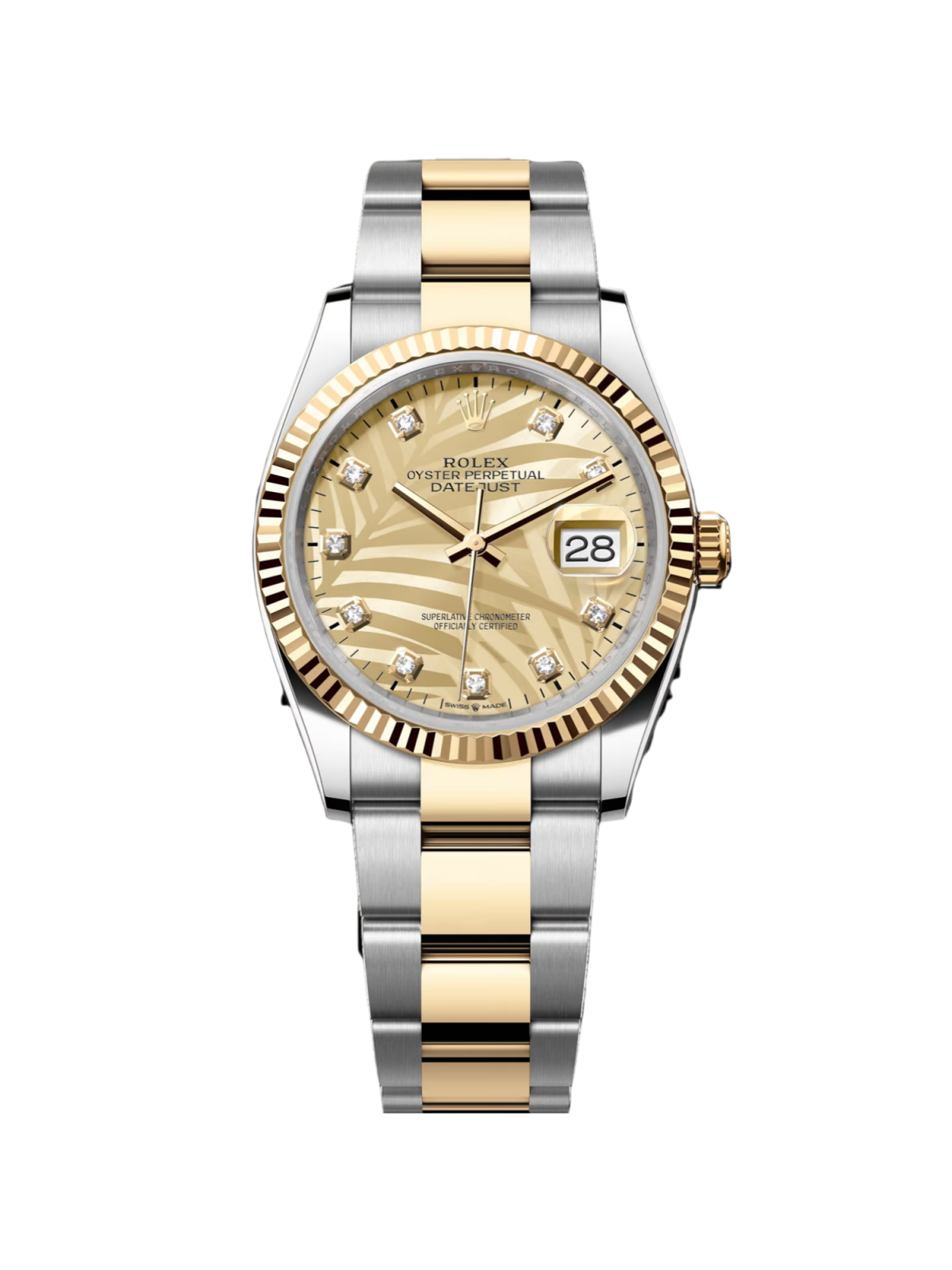 【Super Clone】ROLEX  Datejust 36mm 126233 Champagne Palm Motif Diamond Dial and Jubilee Bracelet Watch