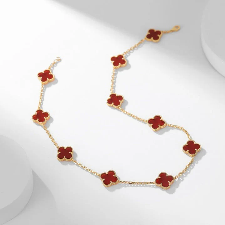 Regalia jewelryCLOVERS THE  10-MOTIFS CARNELIAN NECKLACE