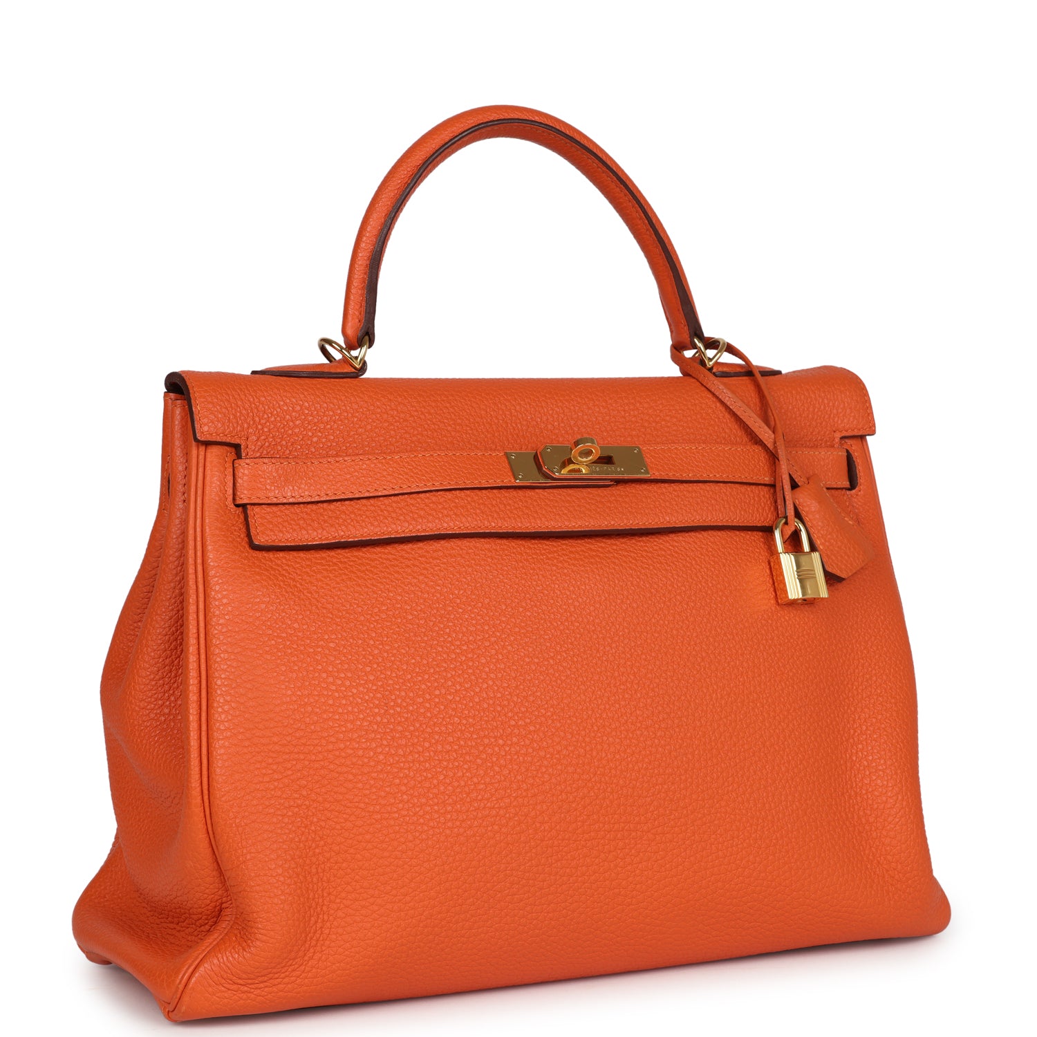 Hermès Kelly Retourne 35 Orange Togo Gold Hardware