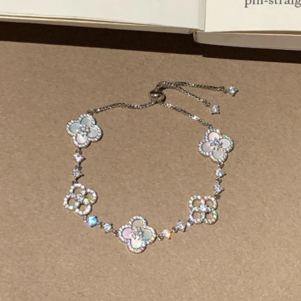 Regalia jewelryCLOVER 5 MOTIF PINK BLUE RED WHITE BRACELET