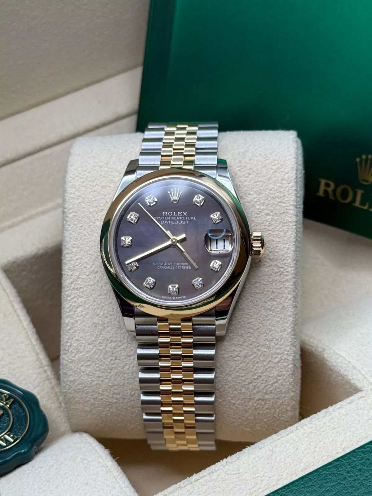 【Super Clone】RLX Datejust m278243-0023/0024 31mm Black Mother-of-Pearl Dial Yellow Rolesor Oyster Watch