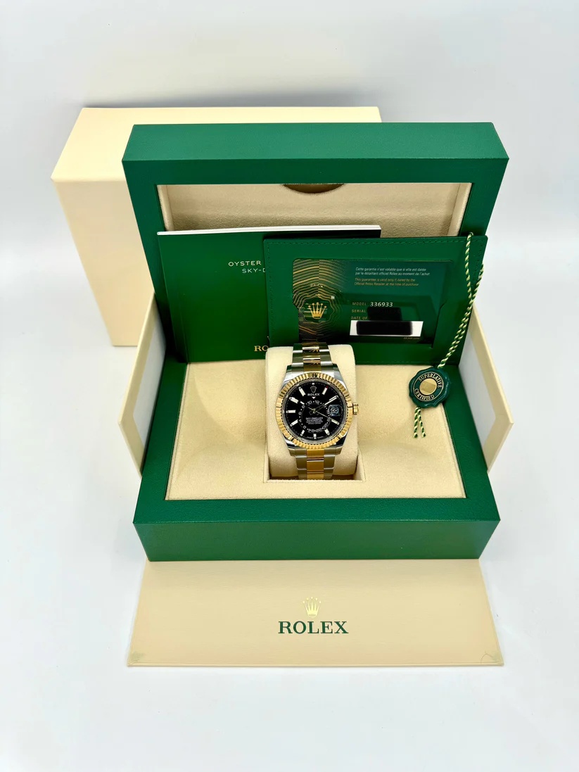 【Super Clone】ROLEX  Sky-Dweller 42mm 336933-0003/0004 Two-Tone Yellow Gold Black Dial Jubilee