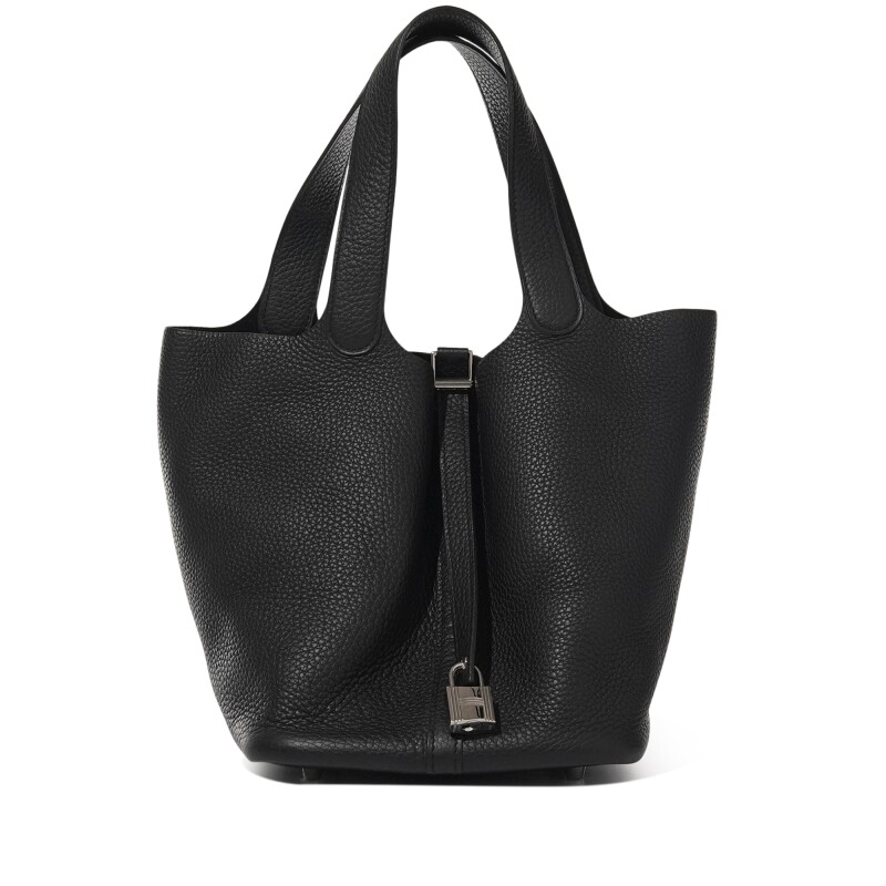 Hermès Black Clemence Picotin Lock 22 Palladium Hardware