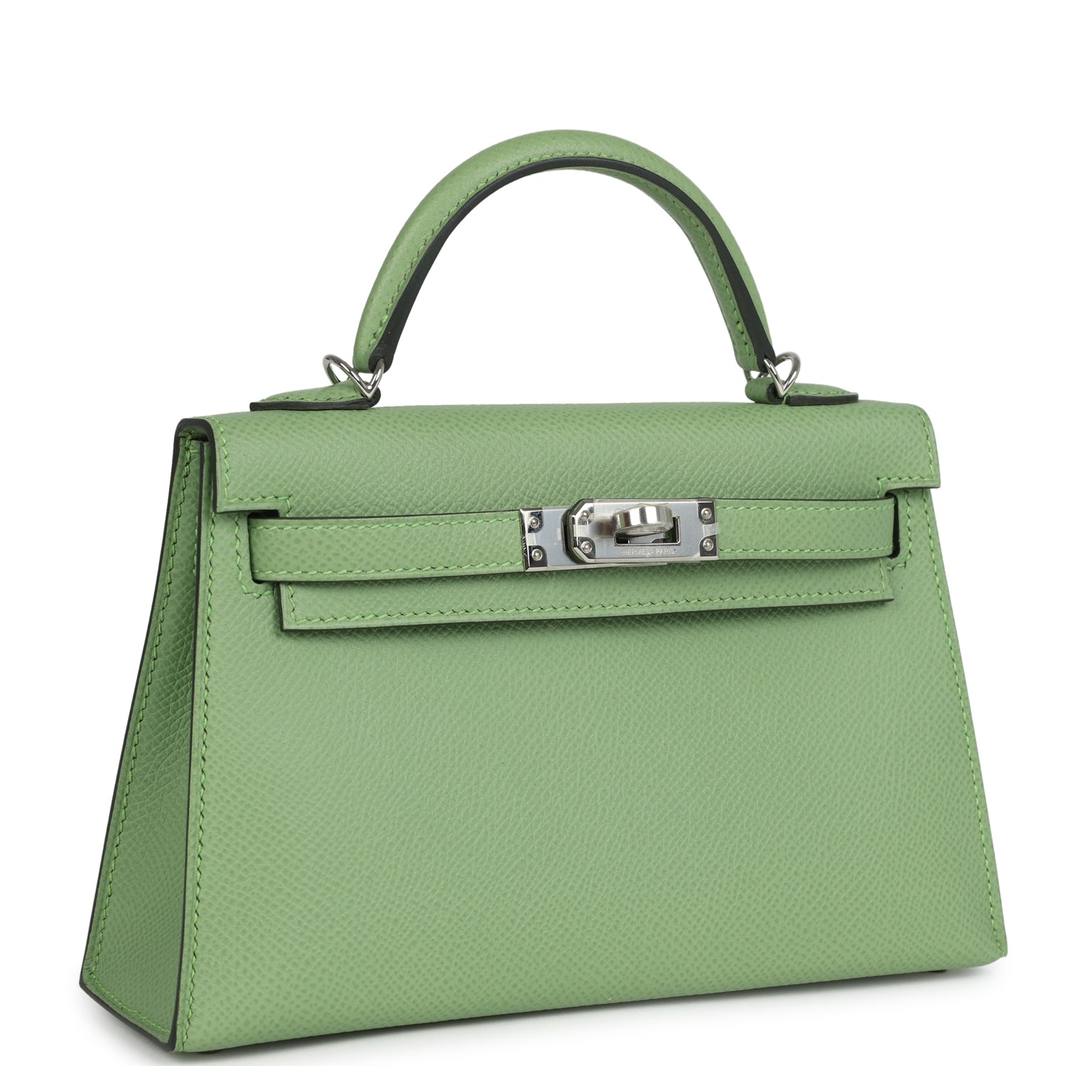 Hermes Kelly Sellier 20 Vert Criquet Epsom Palladium Hardware