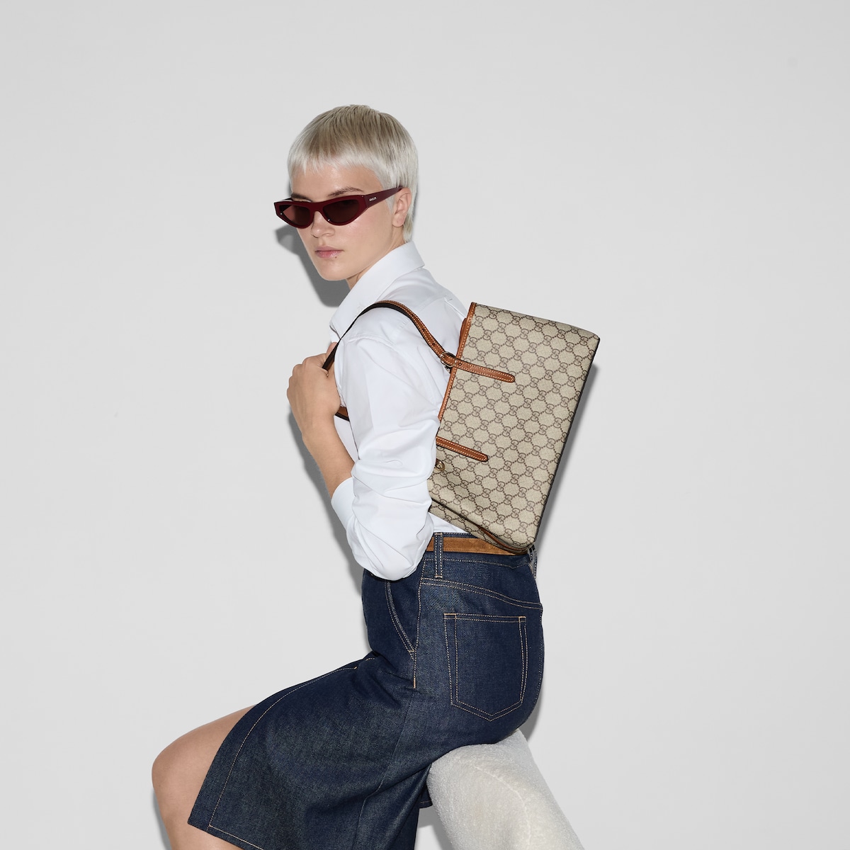 GG Emblem Small Tote Bag