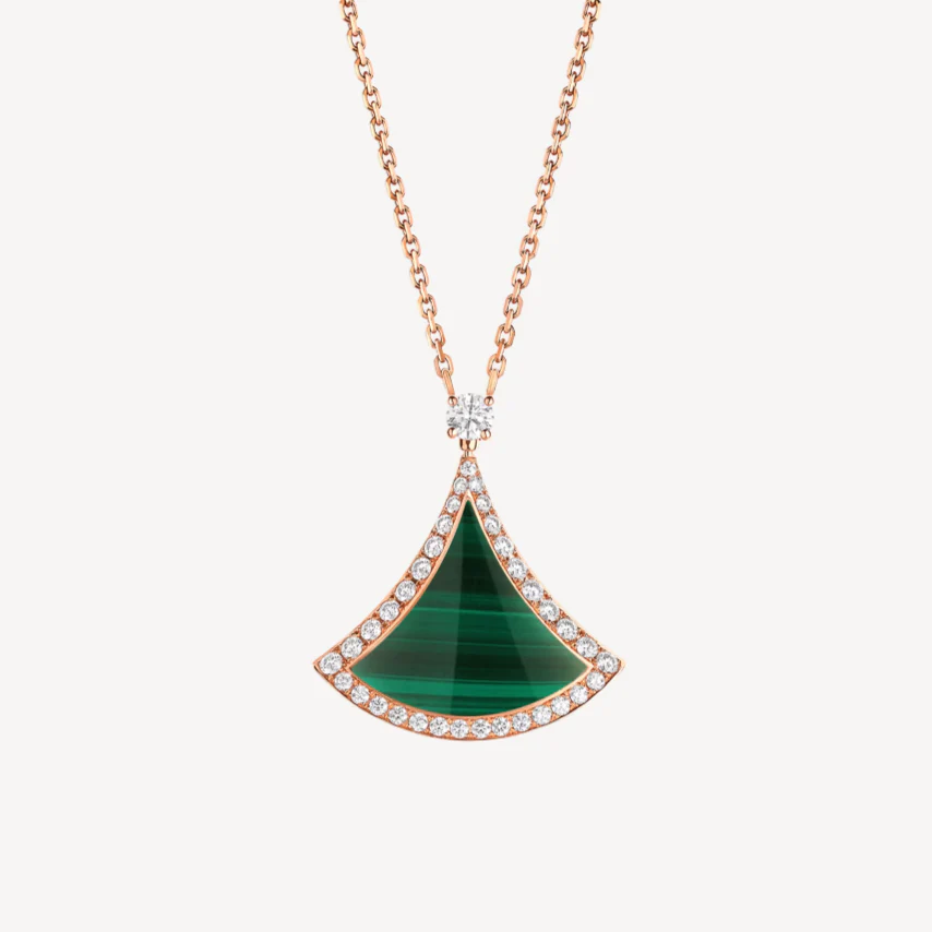 Regalia jewelryDREAM MALACHITE DIAMOND PAVED PINK GOLD NECKLACE