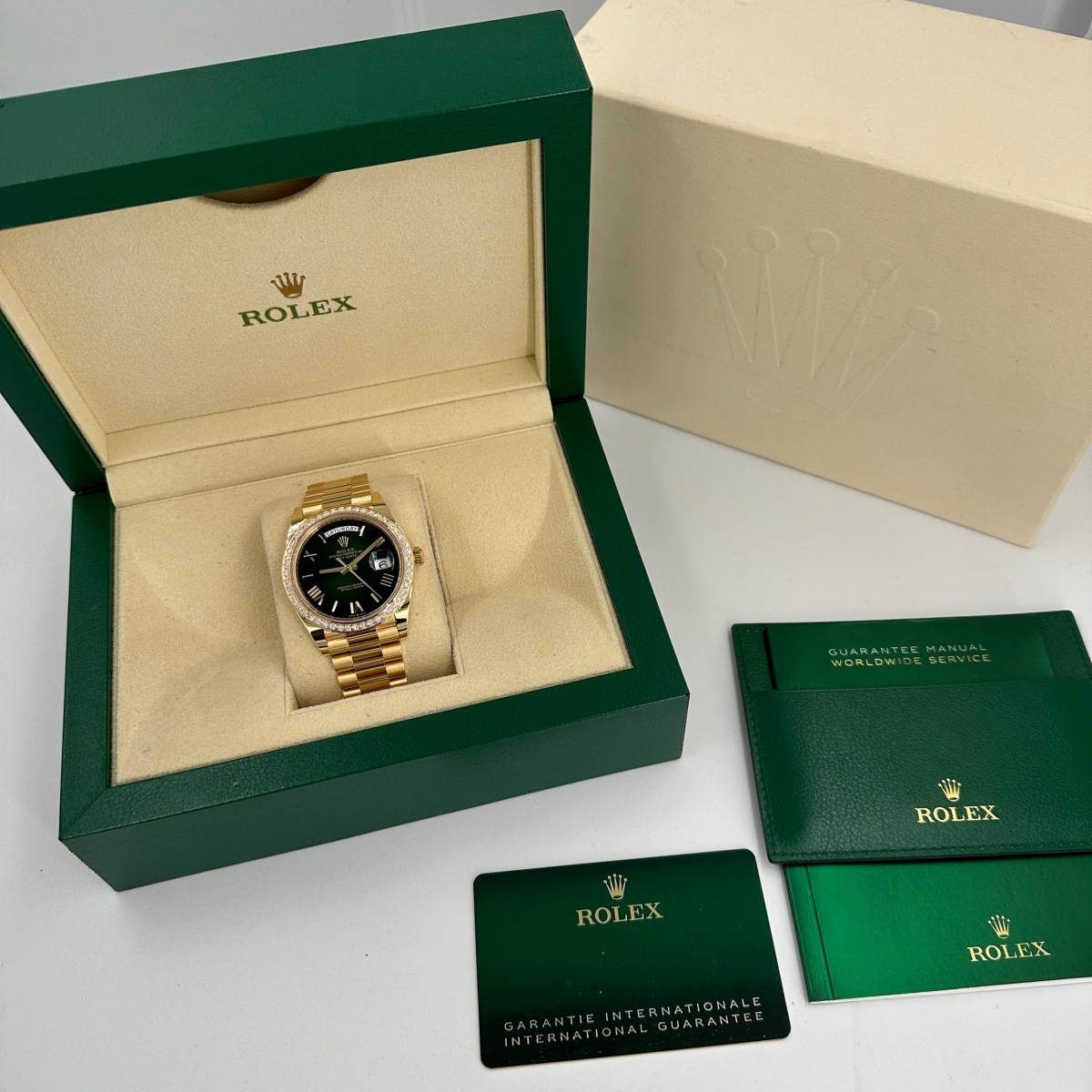 【Super Clone】RLX Day-Date 40mm 228398TBR-0042 Green Ombré Dial President Watch