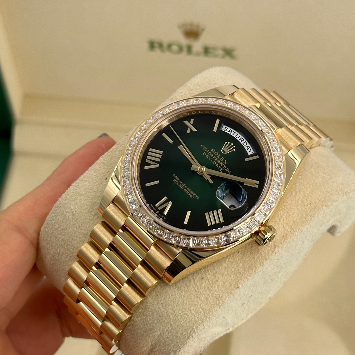【Super Clone】RLX Day-Date 40mm 228398TBR-0042 Green Ombré Dial President Watch