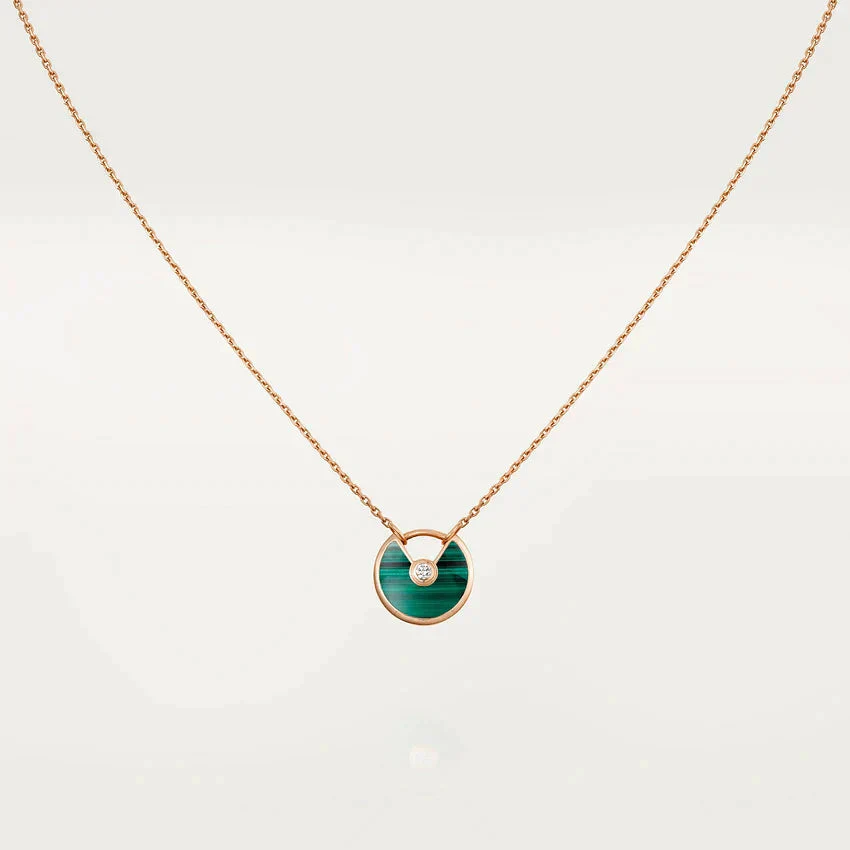 Regalia jewelryAMULETTE ROSE GOLD MALACHITE NECKLACE