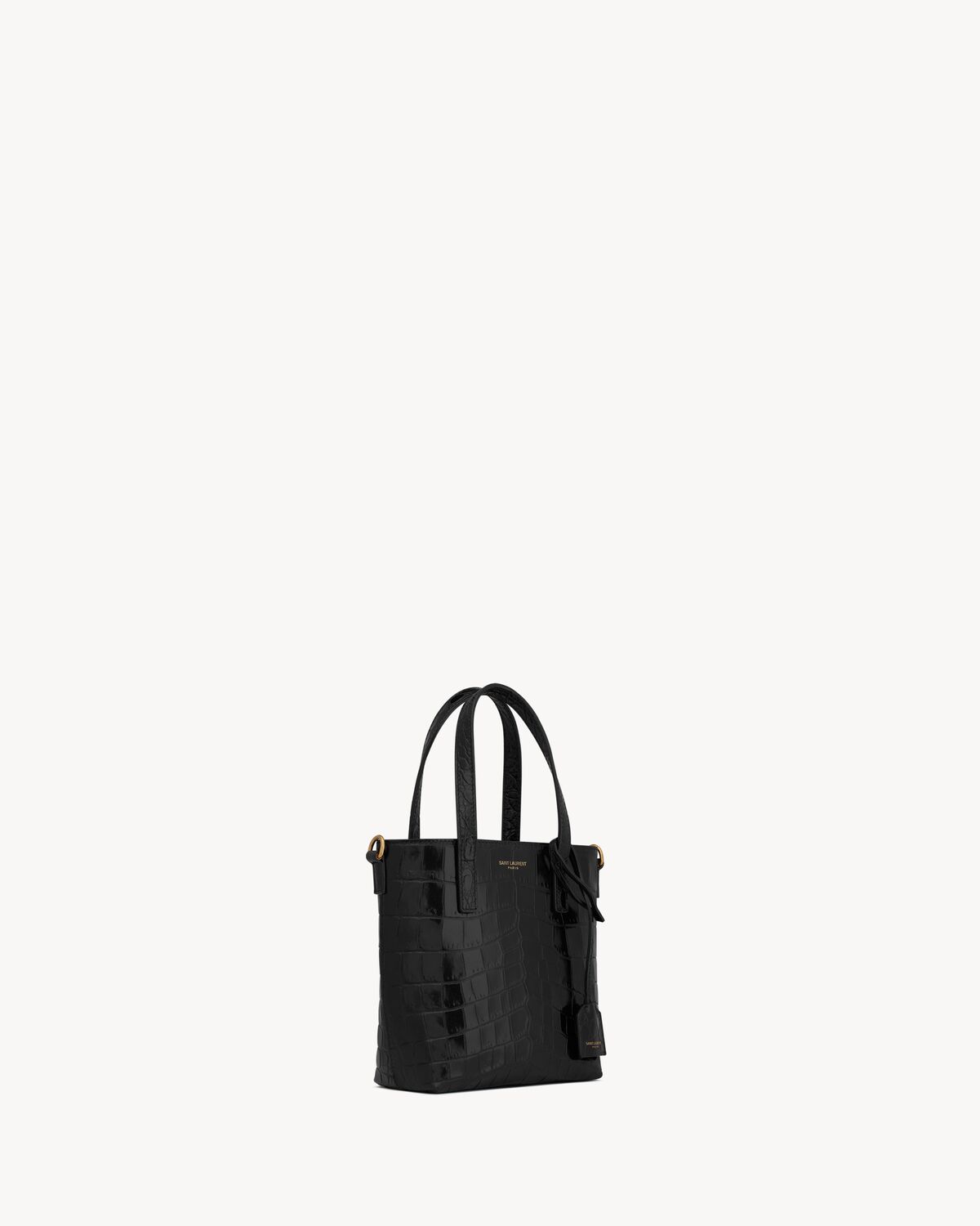 YSL Mini Toy Shopping Saint Laurent in Crocodile-Embossed Leather