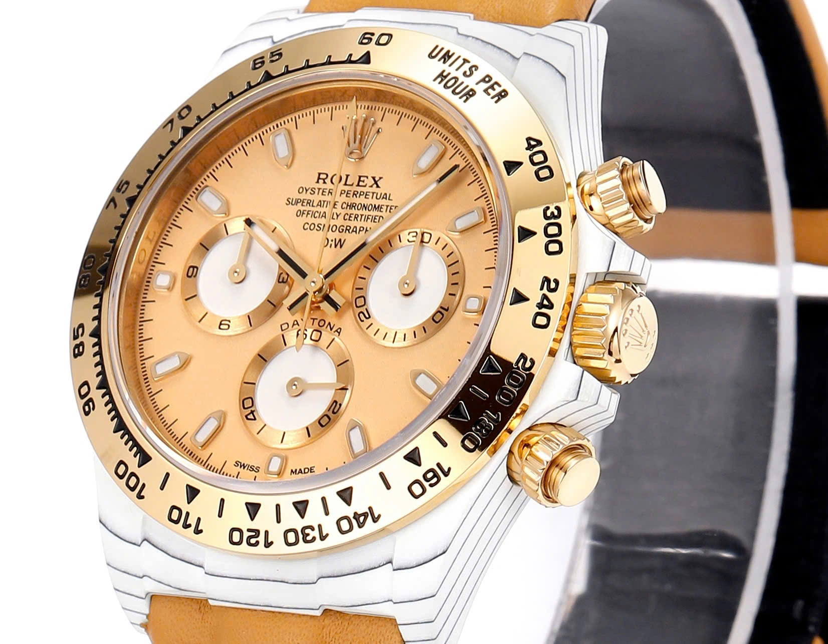 【Super Clone】ROLEX Cosmograph Daytona DIW Golden Essence 40mm Replica 1:1 – Top Quality Version