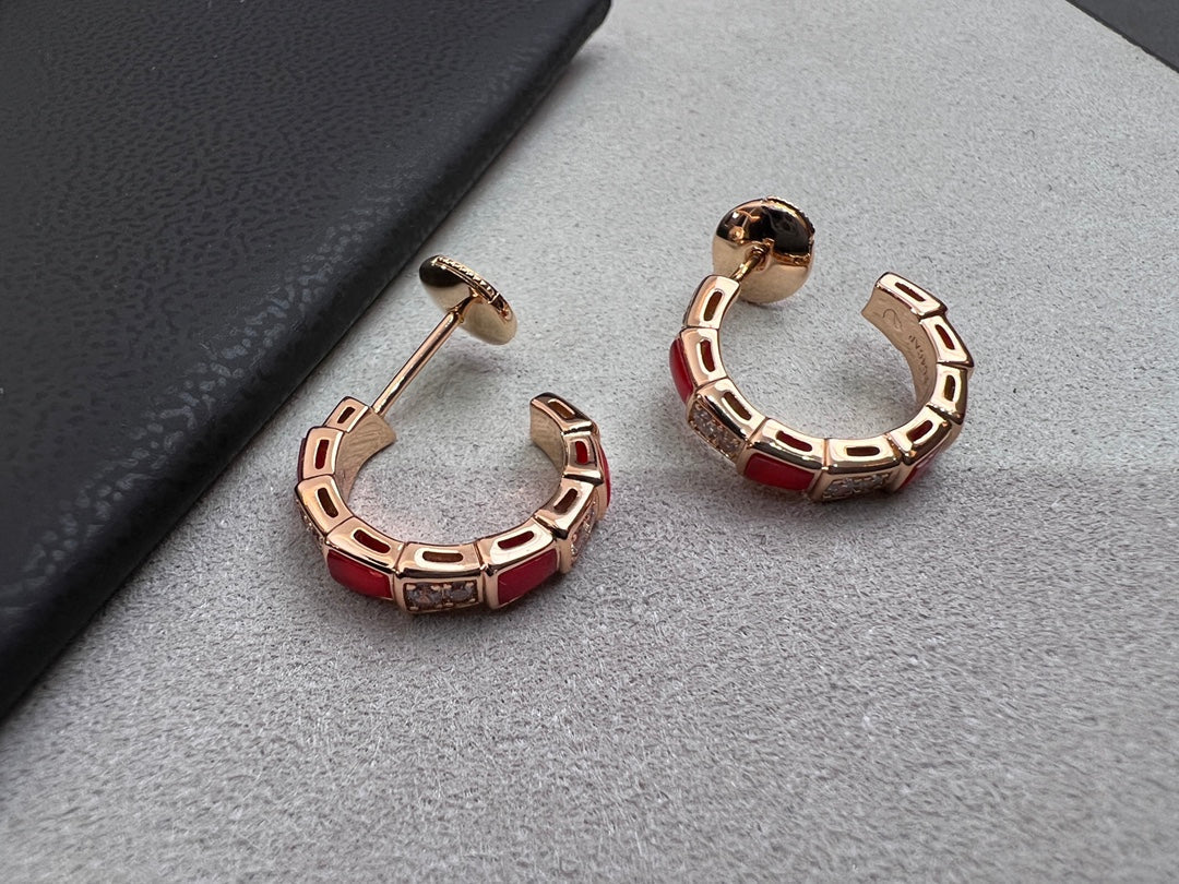 Regalia jewelrySERPENTI CARNELIAN PINK GOLD EARRINGS