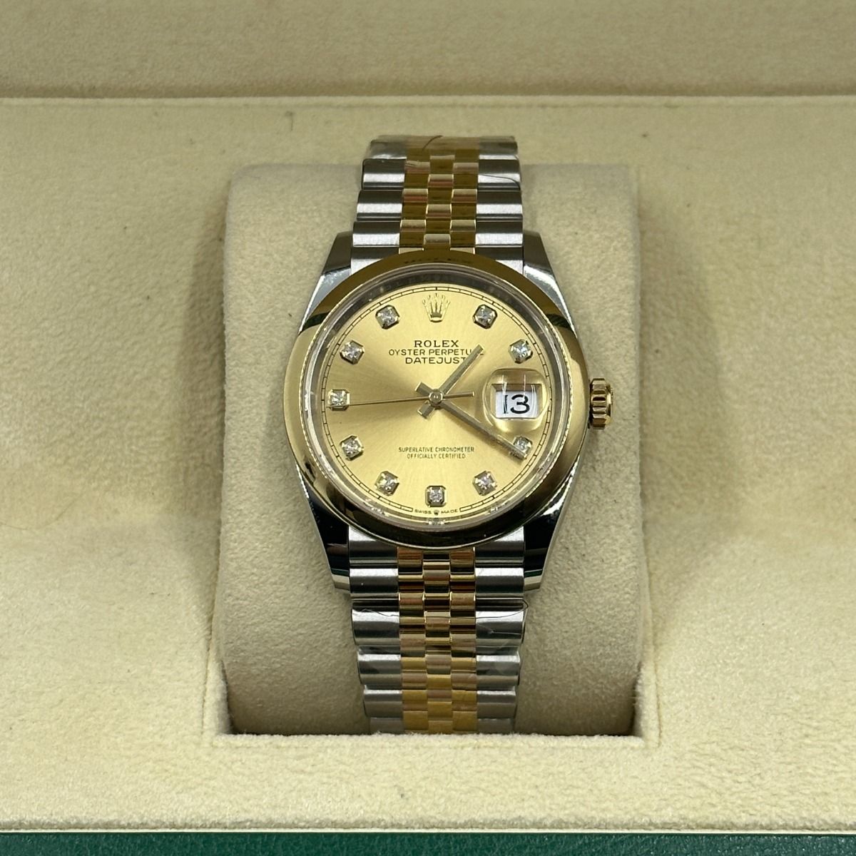【Super Clone】RLX  Datejust 36mm 126203 Champagne Set with Diamonds Dial Domed Bezel Oyster Bracelet