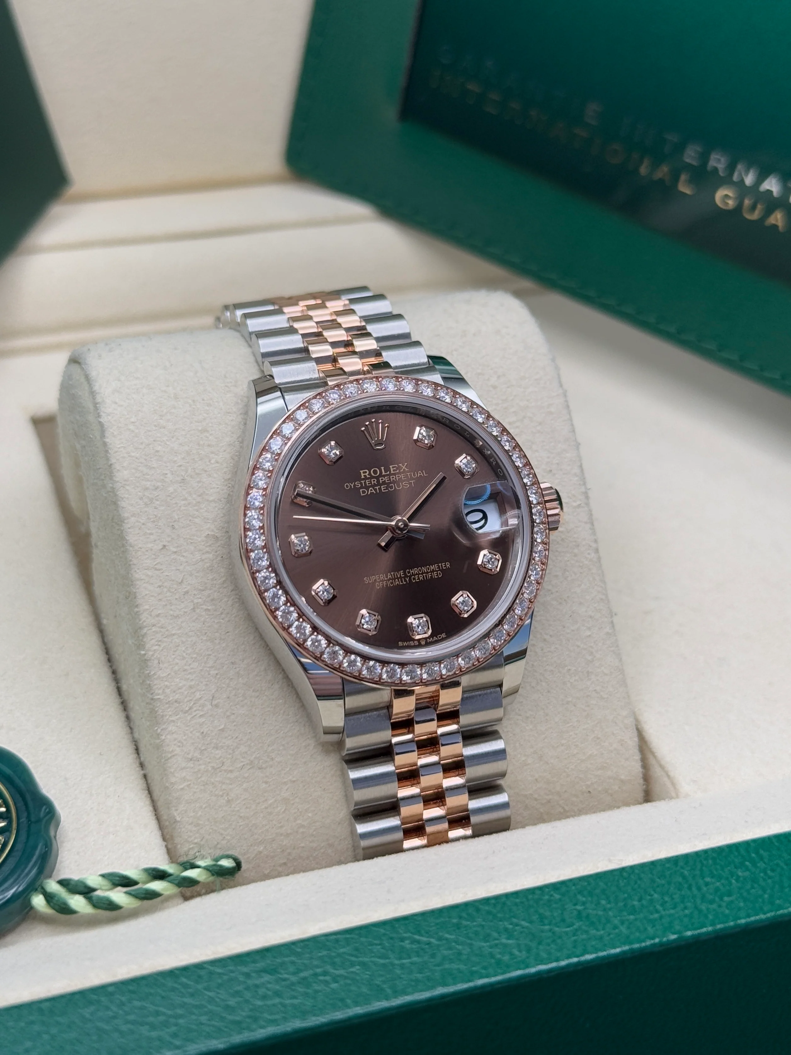 【Super Clone】ROLEX Datejust m278381-0027/0028 Chocolate Diamond 31mm Dial Diamond-Set Bezel and Oyster Bracelet Watch
