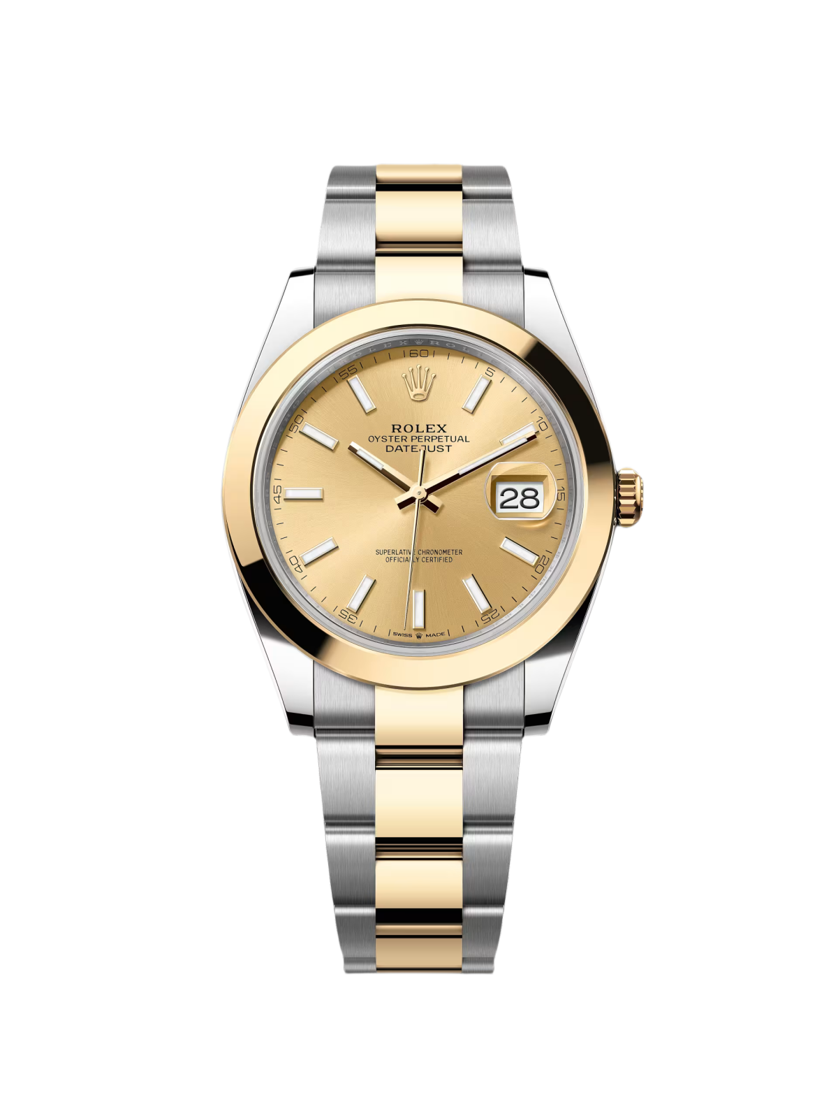 【Super Clone】ROLEX Datejust 41mm 126303 Champagne Index Oyster Steel and Yellow Gold Mens Watch