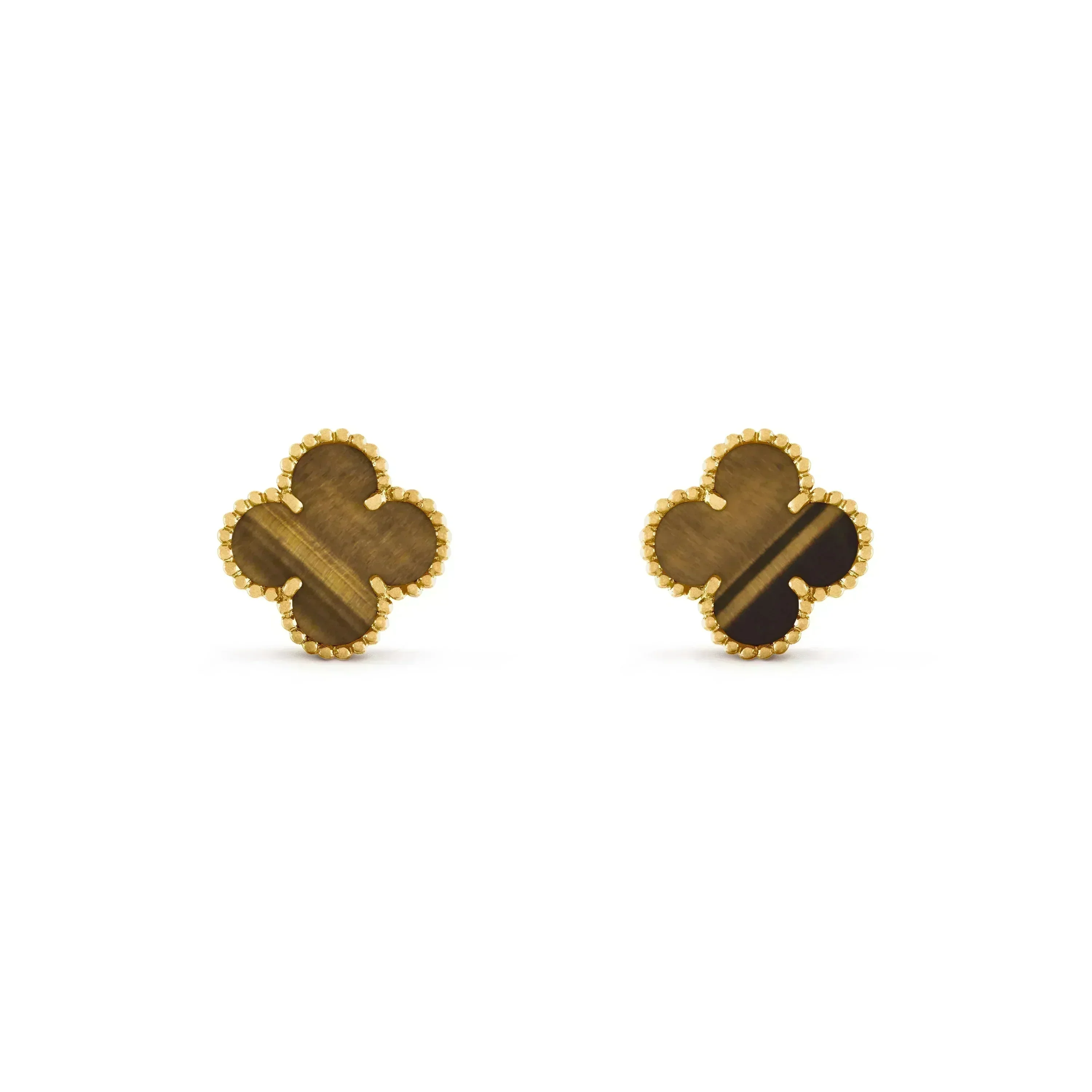 Regalia jewelryCLOVER MEDIUM 1 MOTIFS TIGER EYE EARRINGS