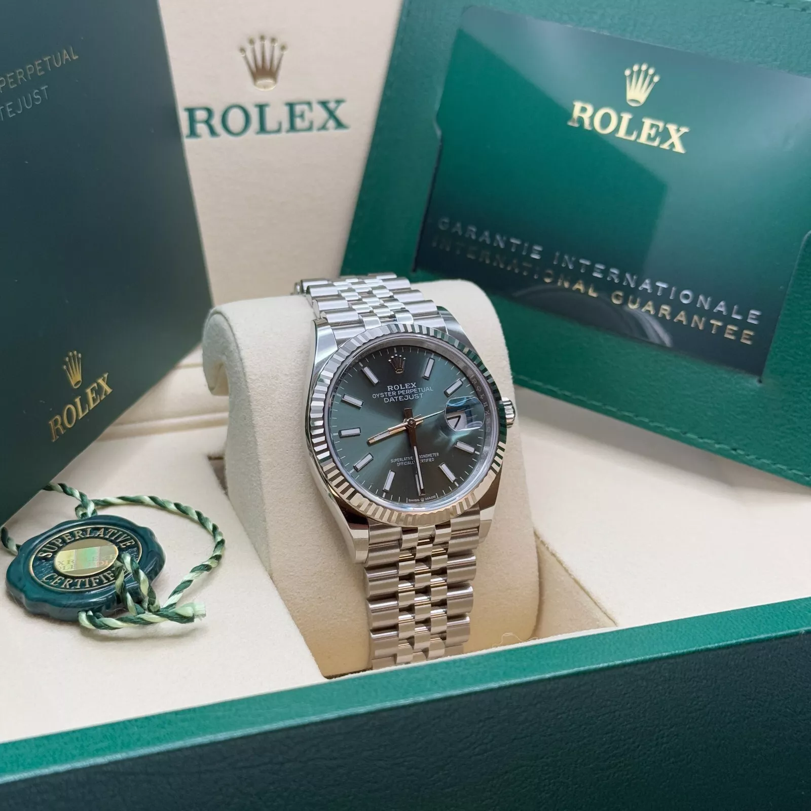 【Super Clone】ROLEX Datejust 41mm Mint Green Dial Jubilee Bracelet Watch - 126334